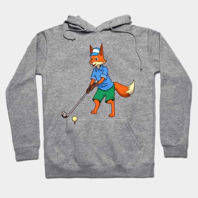 Comic fox plays golf - Golfer Hoodie by Modern Medieval Design